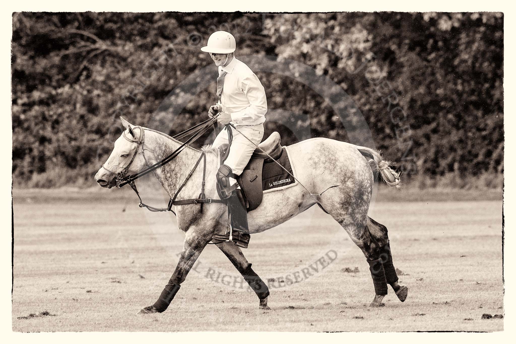 7th Heritage Polo Cup semi-finals: La Golondrina Argentina Pedro Harrison turning his mare back to play..
Hurtwood Park Polo Club,
Ewhurst Green,
Surrey,
United Kingdom,
on 04 August 2012 at 15:47, image #281