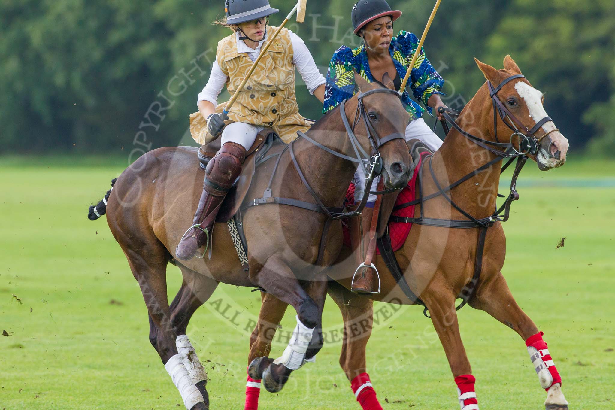 7th Heritage Polo Cup semi-finals: Emma Boers of the Amazons of Polo taking the man...Uneku Atawodi from Nigeria..
Hurtwood Park Polo Club,
Ewhurst Green,
Surrey,
United Kingdom,
on 04 August 2012 at 14:10, image #203