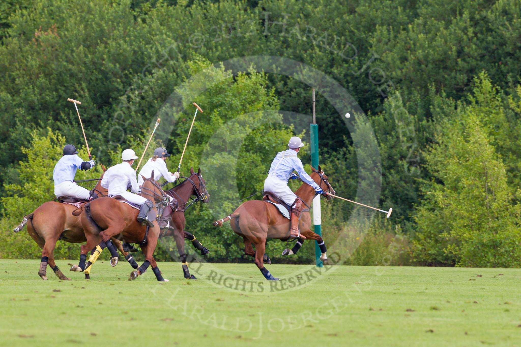 7th Heritage Polo Cup semi-finals: La Mariposa Argentina Timothy Rose following the ball with Brownie Taylor on his side..
Hurtwood Park Polo Club,
Ewhurst Green,
Surrey,
United Kingdom,
on 04 August 2012 at 15:53, image #295