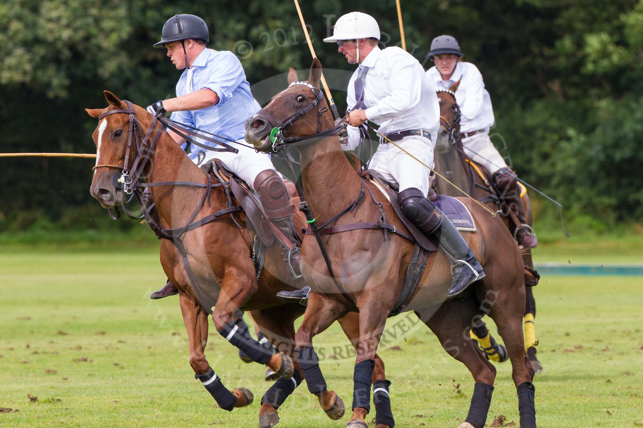 7th Heritage Polo Cup semi-finals: Alex Vent challenged turning on the ball, Pedro Harrison is there to attack..
Hurtwood Park Polo Club,
Ewhurst Green,
Surrey,
United Kingdom,
on 04 August 2012 at 16:11, image #311