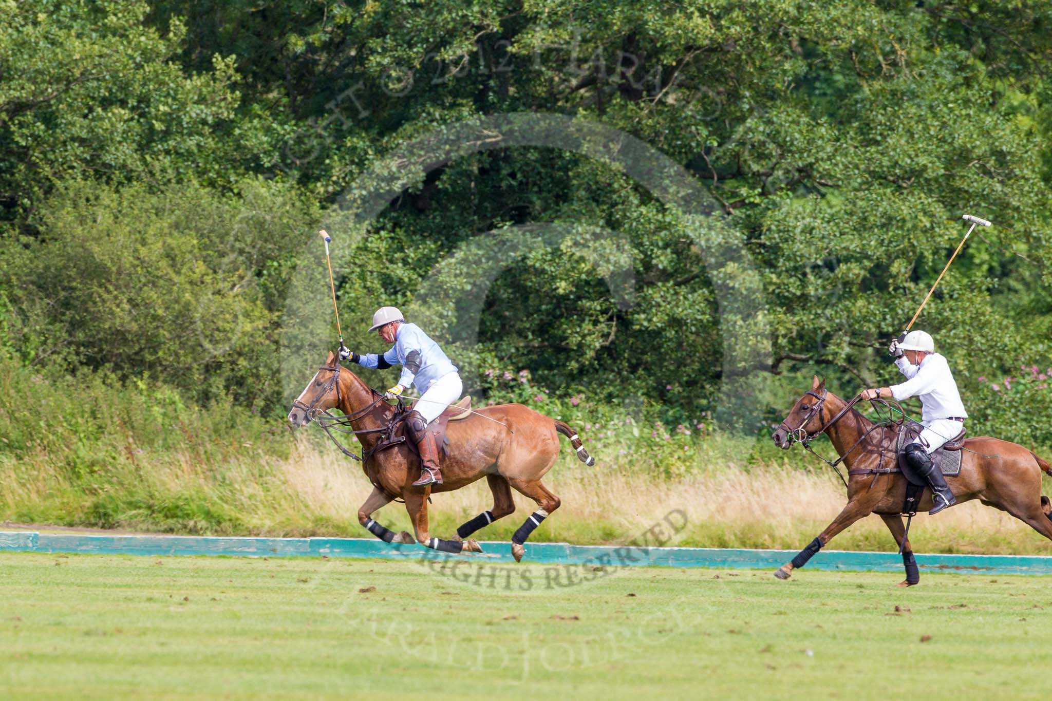 7th Heritage Polo Cup semi-finals: Mariano Darritchon braking away followed by Paul Oberschneider..
Hurtwood Park Polo Club,
Ewhurst Green,
Surrey,
United Kingdom,
on 04 August 2012 at 16:17, image #325