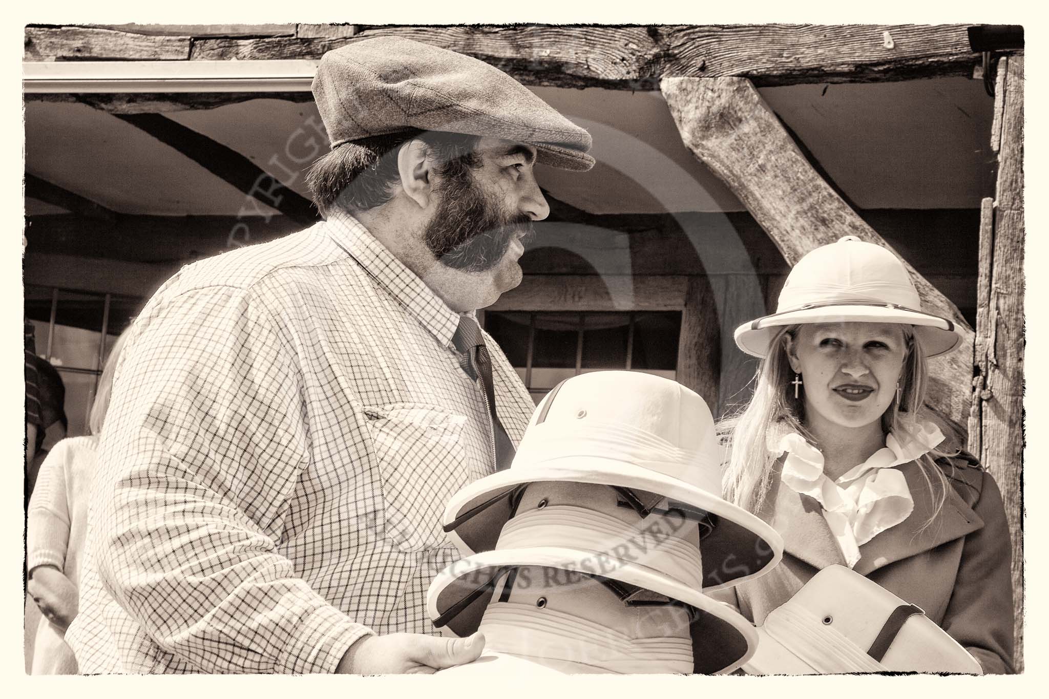 7th Heritage Polo Cup finals: Doug Simpson of ASCOT TOP HATS presenting the WINNERS & RUNNERS UP with Pith Helmets..
Hurtwood Park Polo Club,
Ewhurst Green,
Surrey,
United Kingdom,
on 05 August 2012 at 14:44, image #97