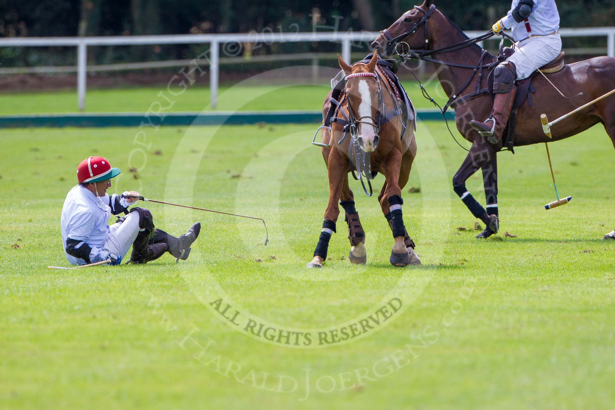 7th Heritage Polo Cup finals: Sebastian Funes landing well..
Hurtwood Park Polo Club,
Ewhurst Green,
Surrey,
United Kingdom,
on 05 August 2012 at 13:50, image #47