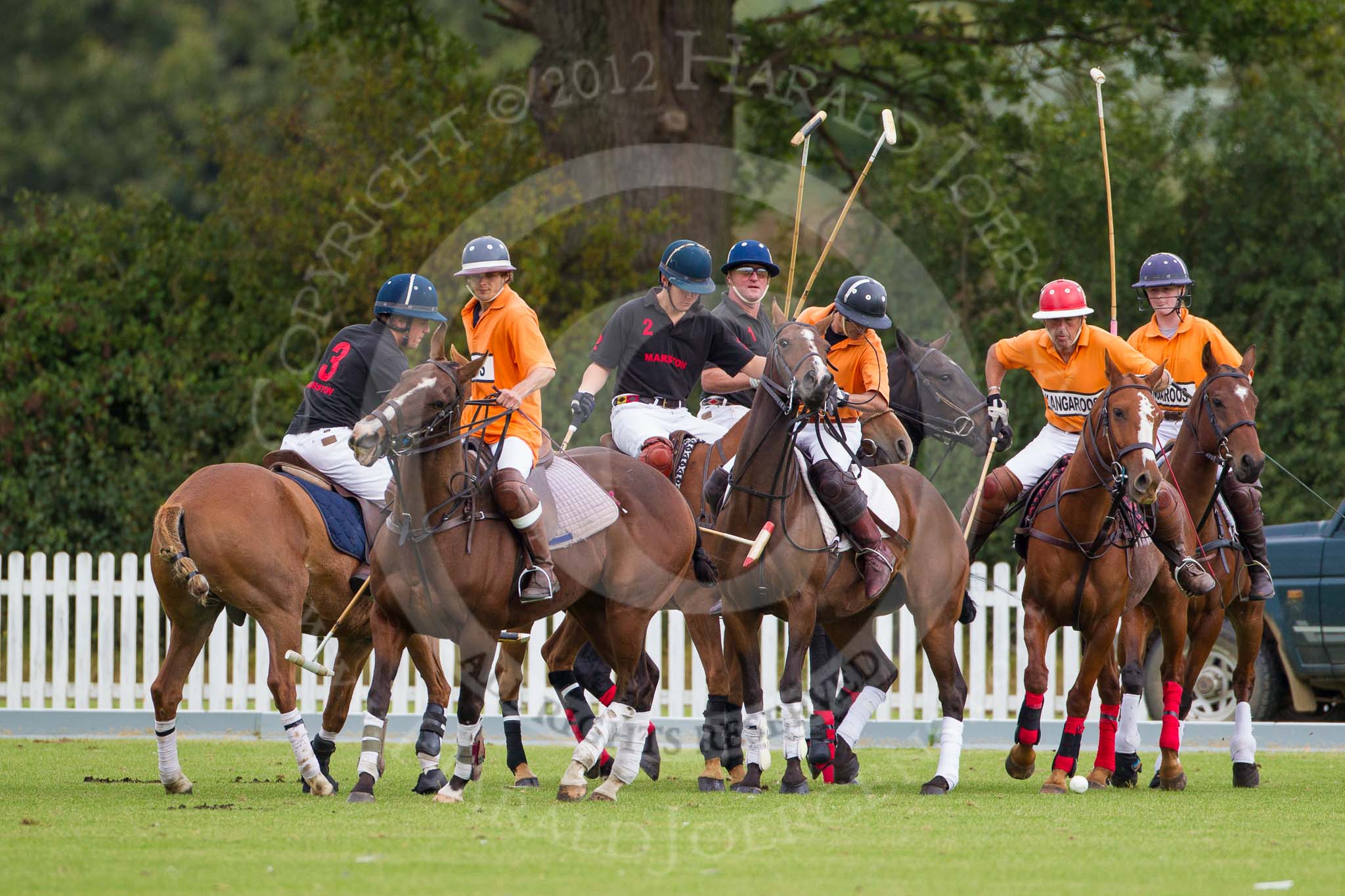 DBPC Polo in the Park 2012: After the throw-in, Kangaroos v Marston, the first match of the day..
Dallas Burston Polo Club,
Stoneythorpe Estate,
Southam,
Warwickshire,
United Kingdom,
on 16 September 2012 at 10:11, image #32