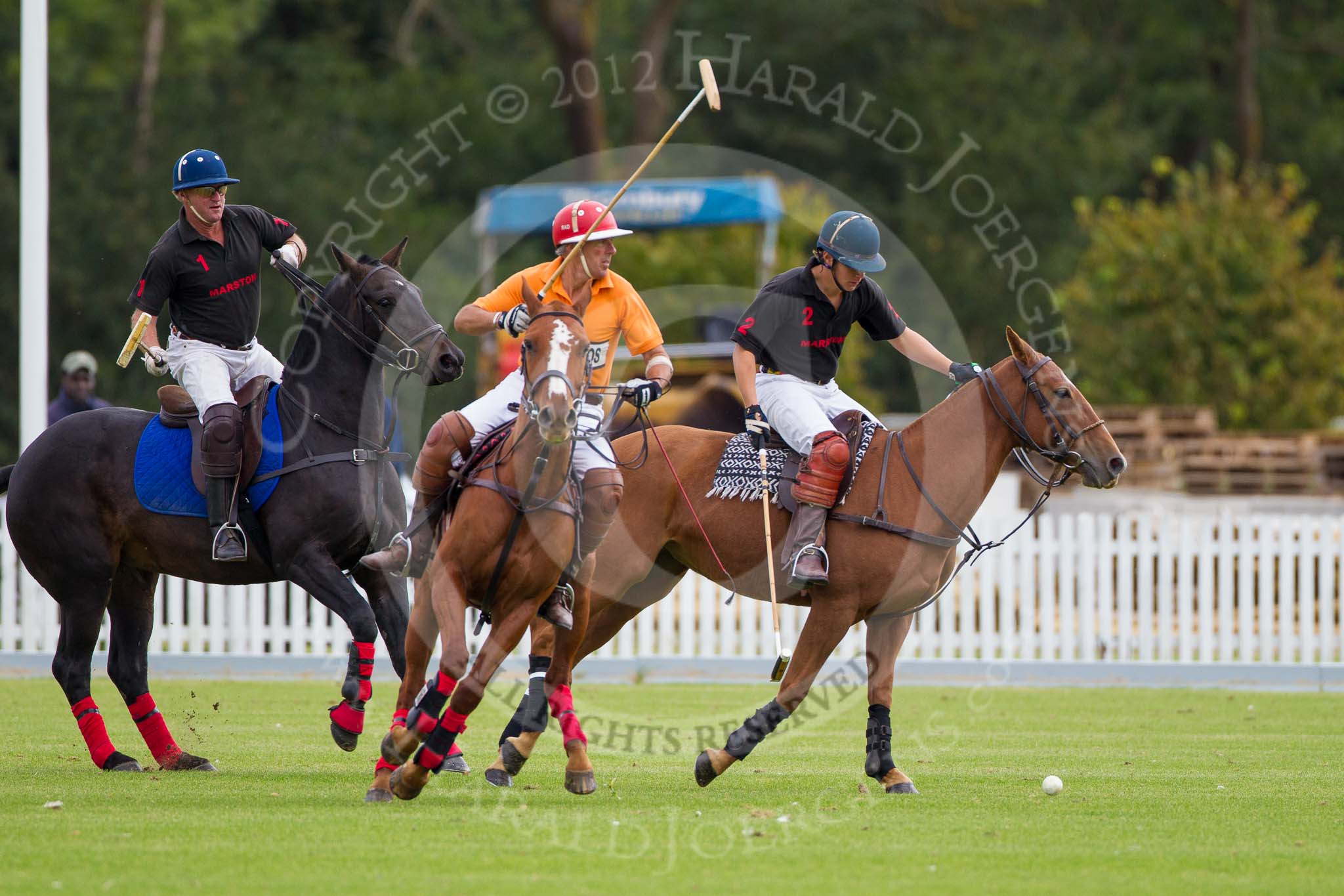 DBPC Polo in the Park 2012: Marston #1, Angus Marlow-Thomas, Kangaroos #2, Steve Radford, and Marston #2, Miles Marlow-Thomas..
Dallas Burston Polo Club,
Stoneythorpe Estate,
Southam,
Warwickshire,
United Kingdom,
on 16 September 2012 at 10:12, image #33