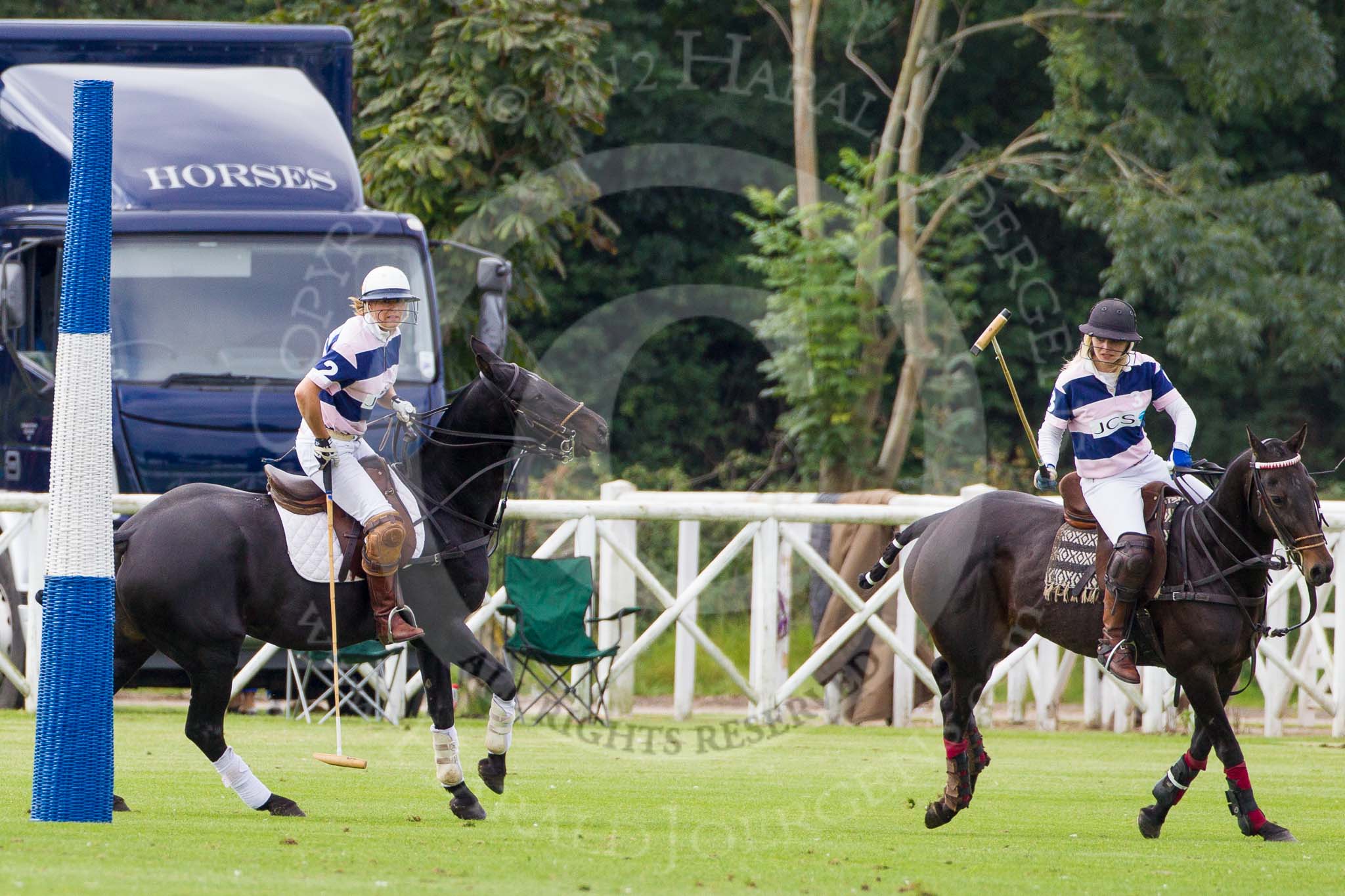 DBPC Polo in the Park 2012: JCS Polo team #2 Louise Coulbeck and #3 Emma Nicolson..
Dallas Burston Polo Club,
Stoneythorpe Estate,
Southam,
Warwickshire,
United Kingdom,
on 16 September 2012 at 11:14, image #74