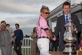 DBPC Polo in the Park 2012: Southam and Kenilworth MP Jeremy Clark at the price-giving, with the winner of the 4 Goal Tusk Trophy Tournament, C.A.N.I., here Lousie Jebson..
Dallas Burston Polo Club,
Stoneythorpe Estate,
Southam,
Warwickshire,
United Kingdom,
on 16 September 2012 at 16:40, image #248