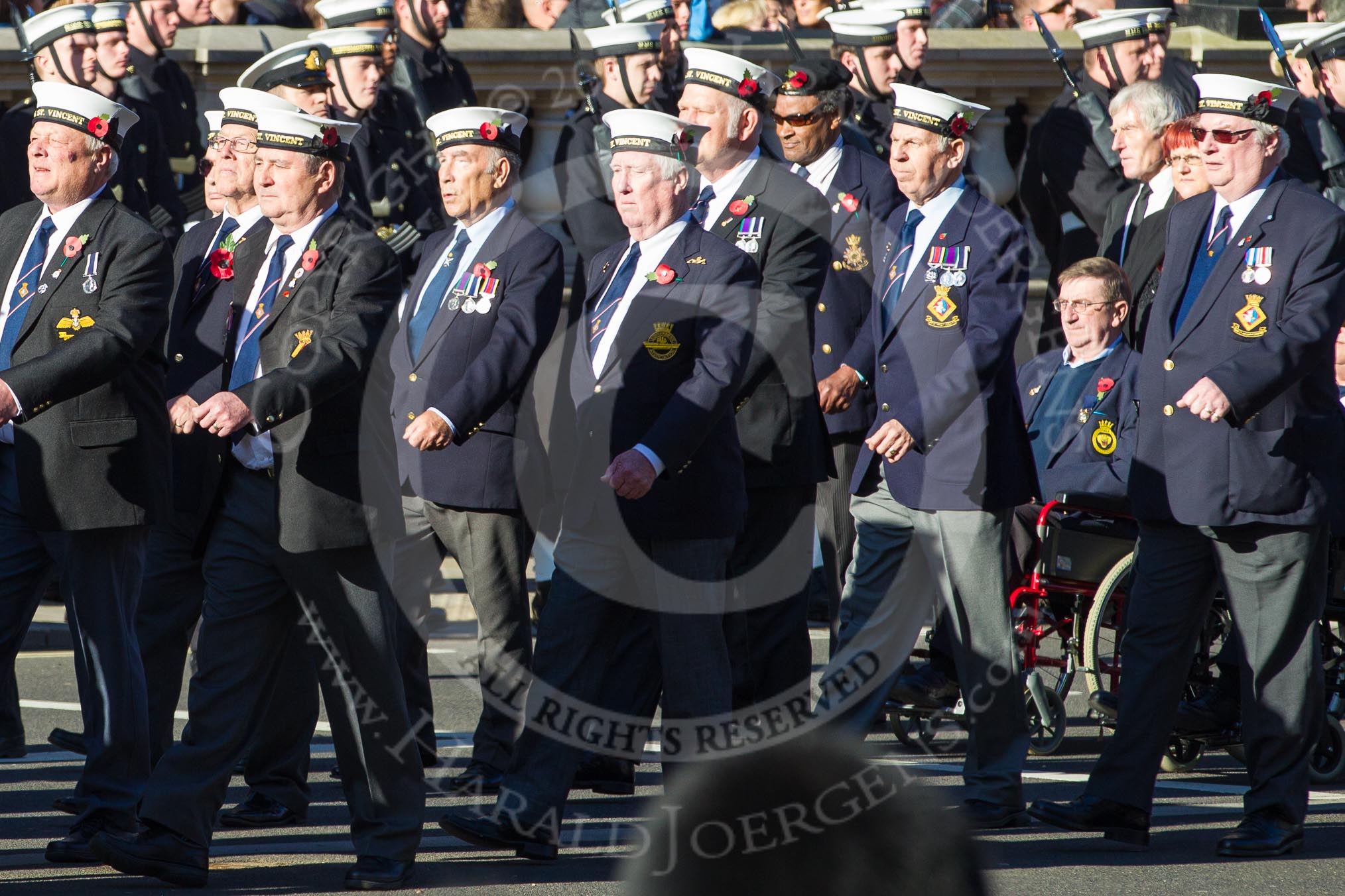 Remembrance Sunday 2012 Cenotaph March Past: Group E23 - HMS St Vincent Association..
Whitehall, Cenotaph,
London SW1,

United Kingdom,
on 11 November 2012 at 11:40, image #168