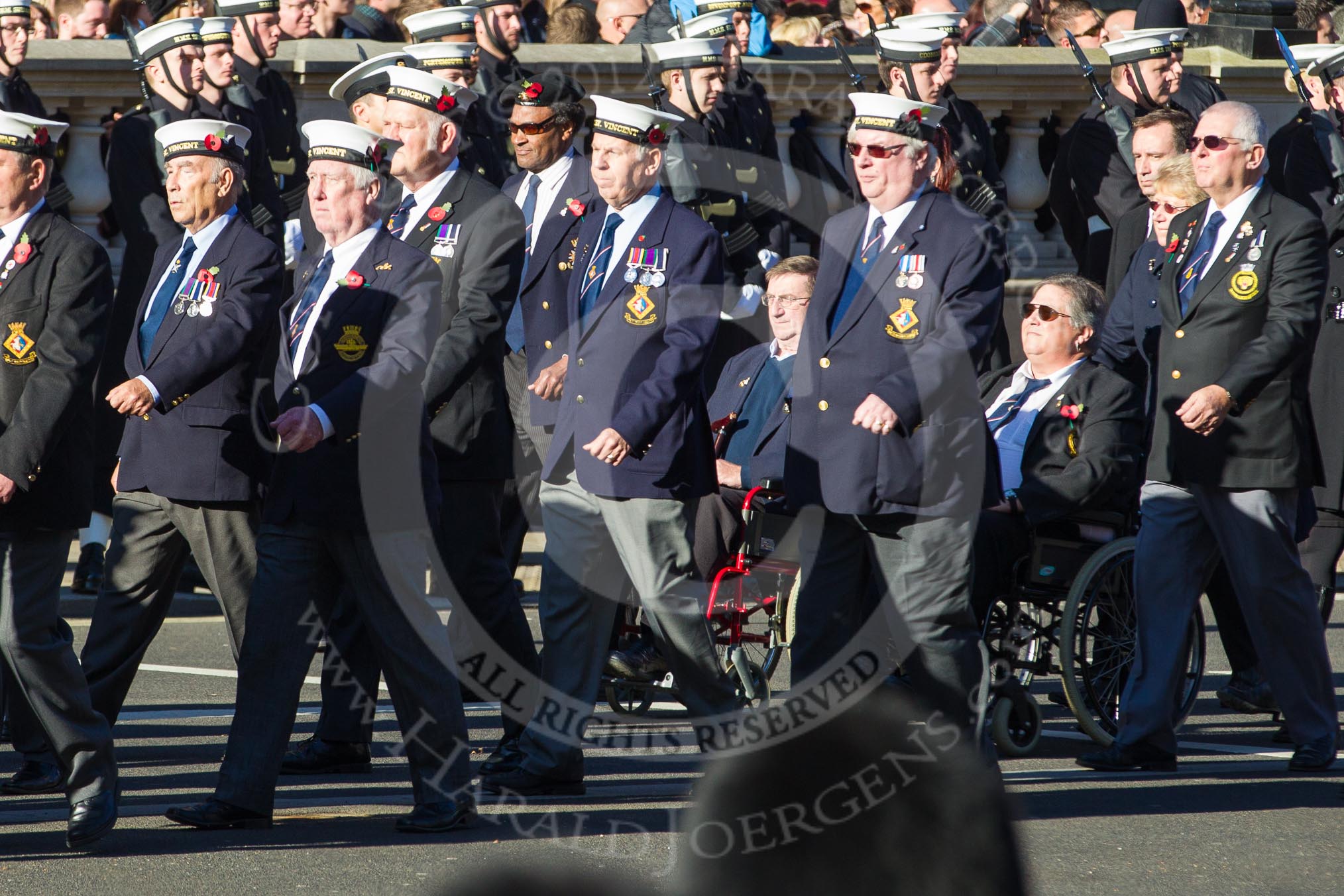 Remembrance Sunday 2012 Cenotaph March Past: Group E23 - HMS St Vincent Association..
Whitehall, Cenotaph,
London SW1,

United Kingdom,
on 11 November 2012 at 11:40, image #170