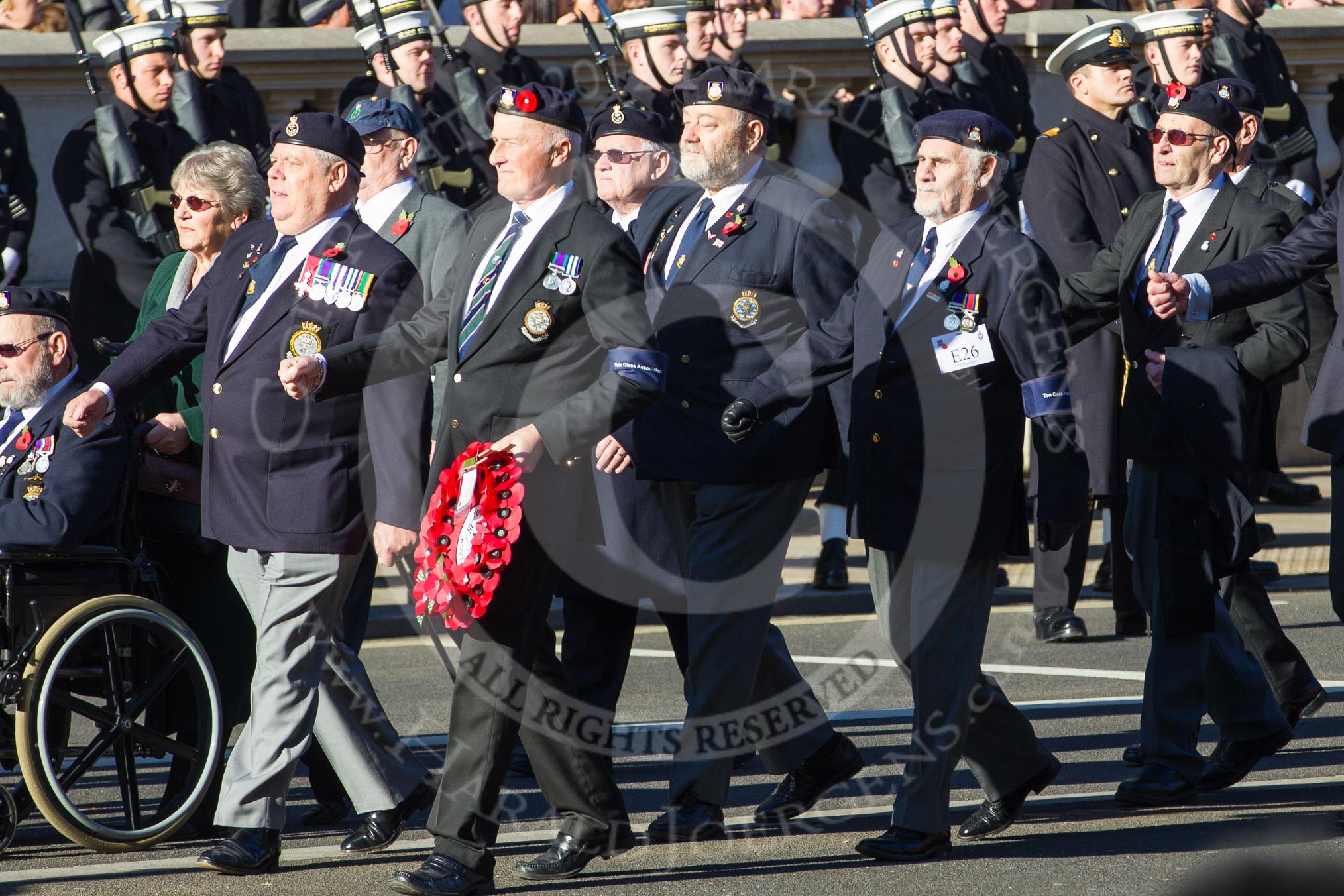 Remembrance Sunday 2012 Cenotaph March Past: Group E26 - Ton Class Association..
Whitehall, Cenotaph,
London SW1,

United Kingdom,
on 11 November 2012 at 11:41, image #186