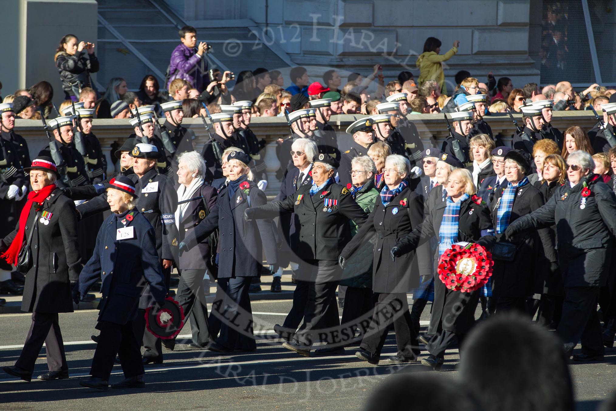 Remembrance Sunday 2012 Cenotaph March Past: Group E28 - VAD RN Association and E29 - Association of WRENS..
Whitehall, Cenotaph,
London SW1,

United Kingdom,
on 11 November 2012 at 11:41, image #201