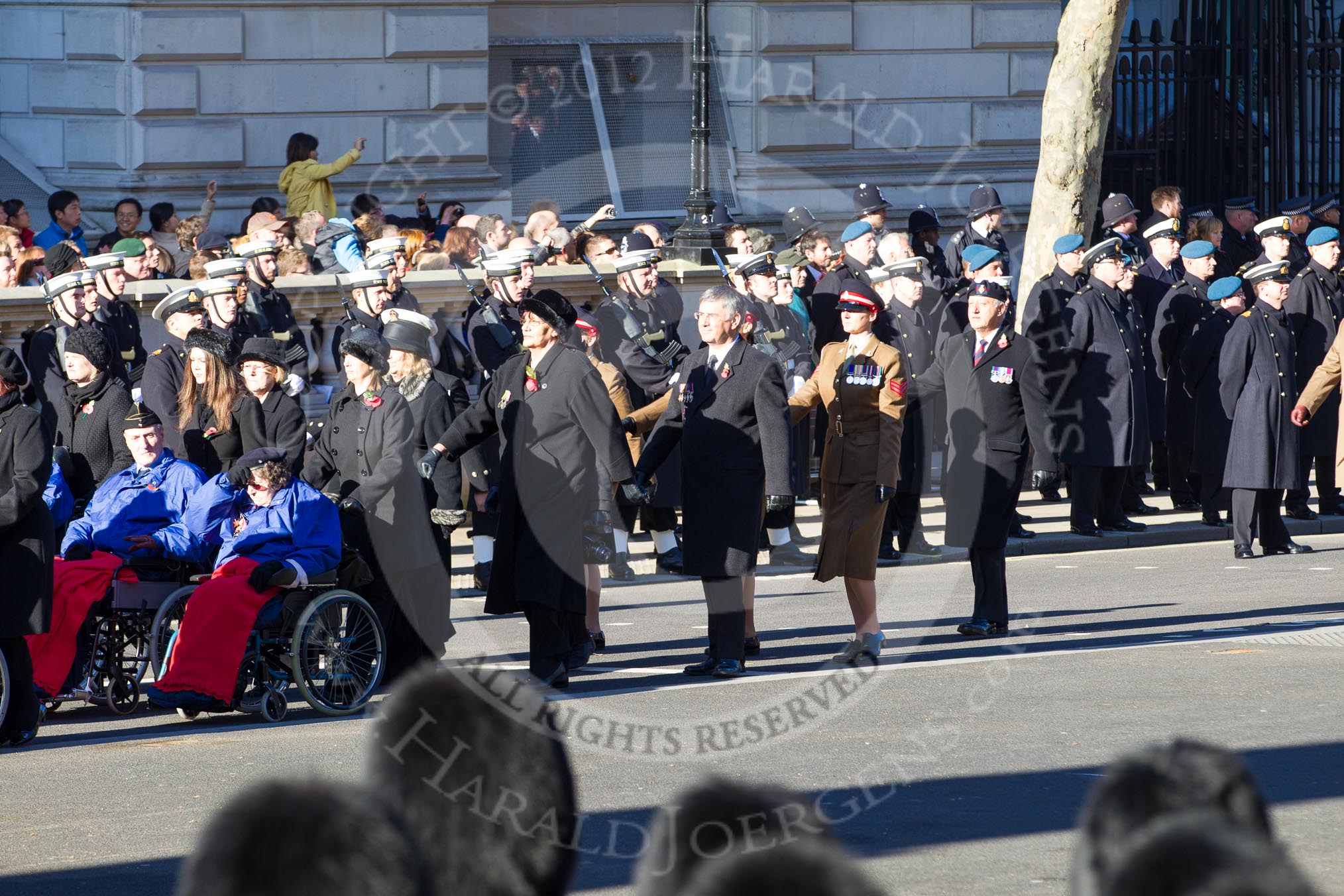 Remembrance Sunday 2012 Cenotaph March Past: Group E44 - Queen Alexandra's Hospital Home for Disabled Ex-Servicemen & Women..
Whitehall, Cenotaph,
London SW1,

United Kingdom,
on 11 November 2012 at 11:44, image #357