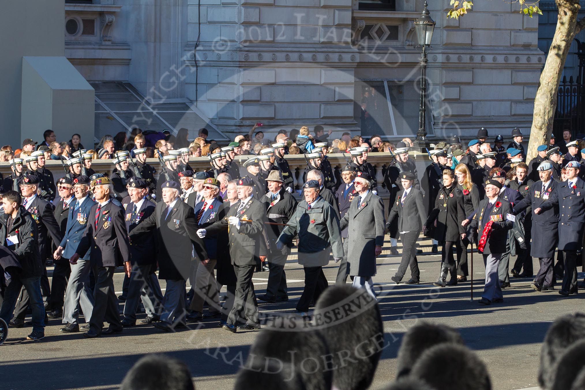 Remembrance Sunday 2012 Cenotaph March Past: Group F10 - National Service Veterans Alliance and F11 - Italy Star Association..
Whitehall, Cenotaph,
London SW1,

United Kingdom,
on 11 November 2012 at 11:46, image #456