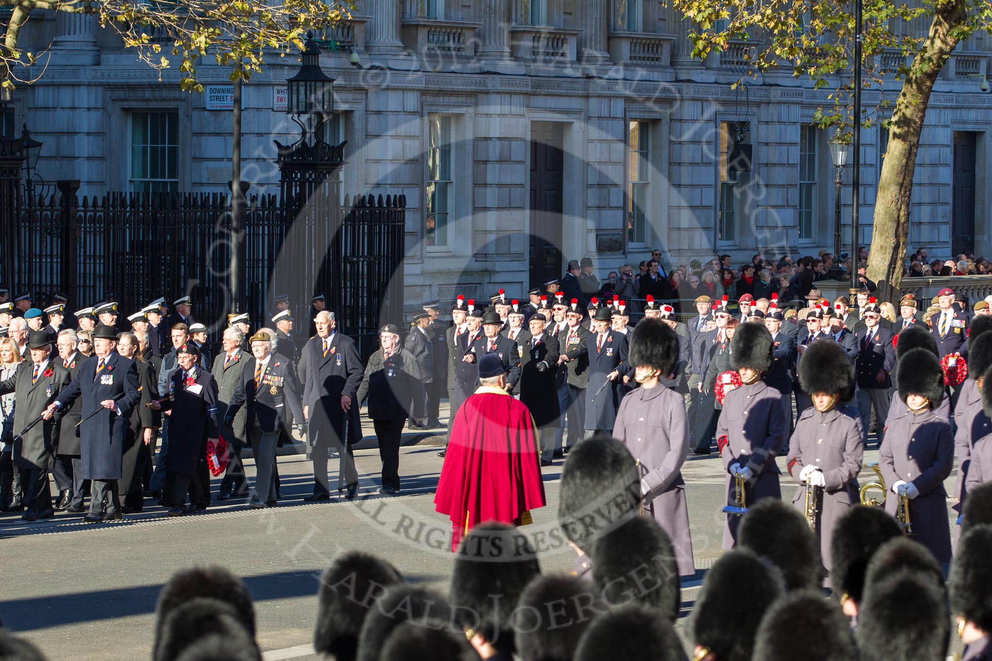 Remembrance Sunday 2012 Cenotaph March Past: Group A4 - Royal Sussex Regimental Association, A5 - Royal Hampshire Regiment Comrades Association, and A6 - Royal Regiment of Fusiliers..
Whitehall, Cenotaph,
London SW1,

United Kingdom,
on 11 November 2012 at 11:48, image #571