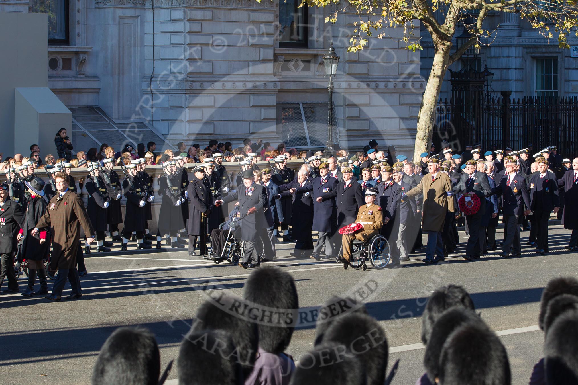 Remembrance Sunday 2012 Cenotaph March Past: Group A24 - Gordon Highlanders Association and A25 - Argyll & Sutherland Highlanders Regimental Association..
Whitehall, Cenotaph,
London SW1,

United Kingdom,
on 11 November 2012 at 11:52, image #738