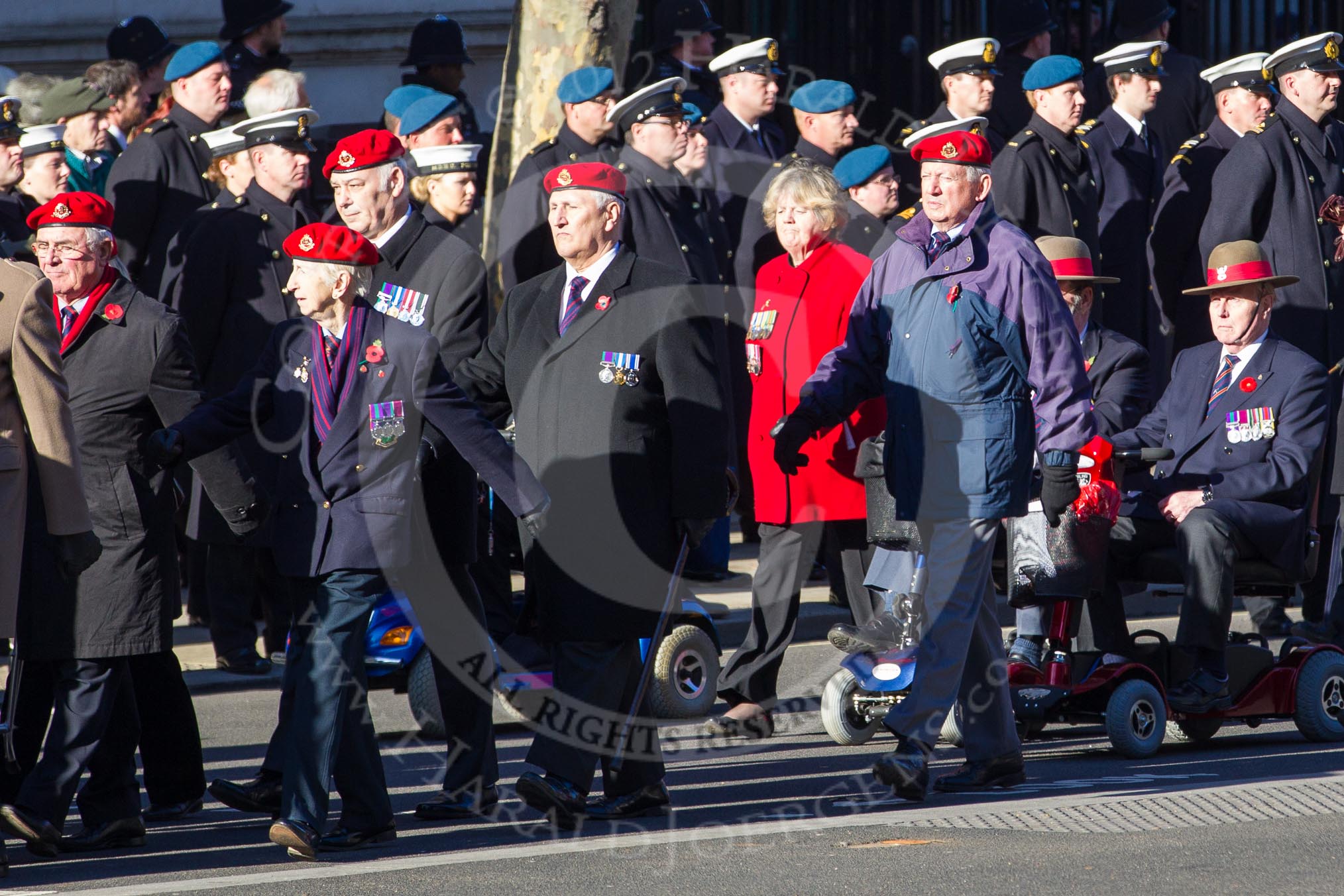 Remembrance Sunday 2012 Cenotaph March Past: Group B3, Royal Military Police Association..
Whitehall, Cenotaph,
London SW1,

United Kingdom,
on 11 November 2012 at 11:55, image #833