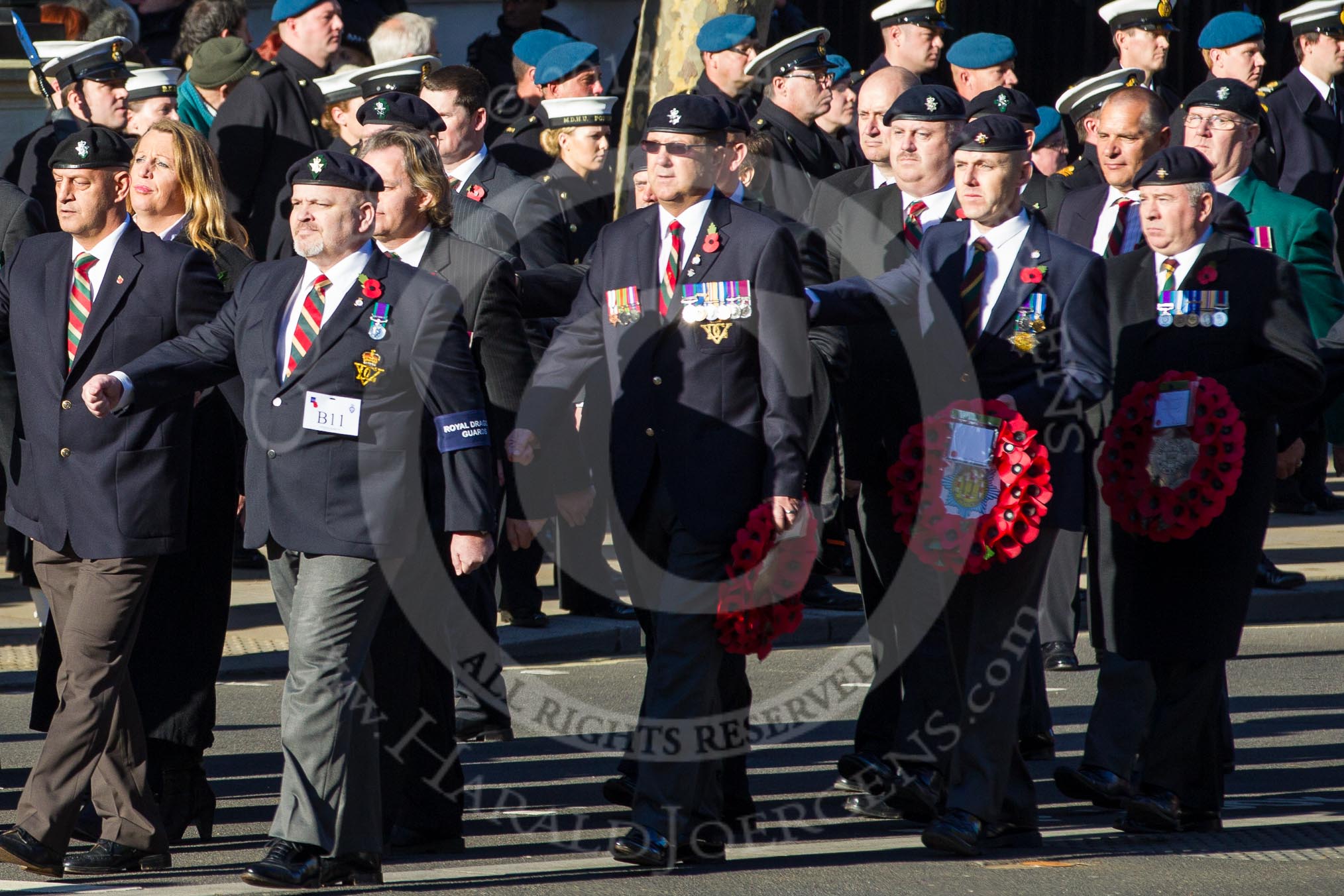 Remembrance Sunday 2012 Cenotaph March Past: Group  B11 - Royal Dragoon Guards ..
Whitehall, Cenotaph,
London SW1,

United Kingdom,
on 11 November 2012 at 11:56, image #869