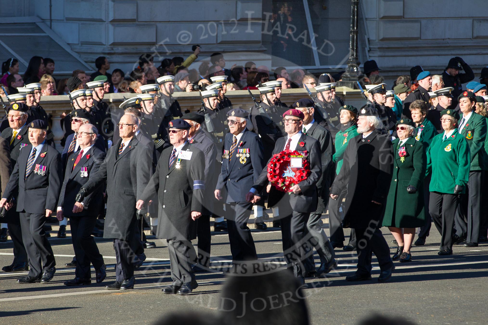 Remembrance Sunday 2012 Cenotaph March Past: Group B20 - Arborfield Old Boys Association, and B21 - Women's Royal Army Corps Association..
Whitehall, Cenotaph,
London SW1,

United Kingdom,
on 11 November 2012 at 11:57, image #944