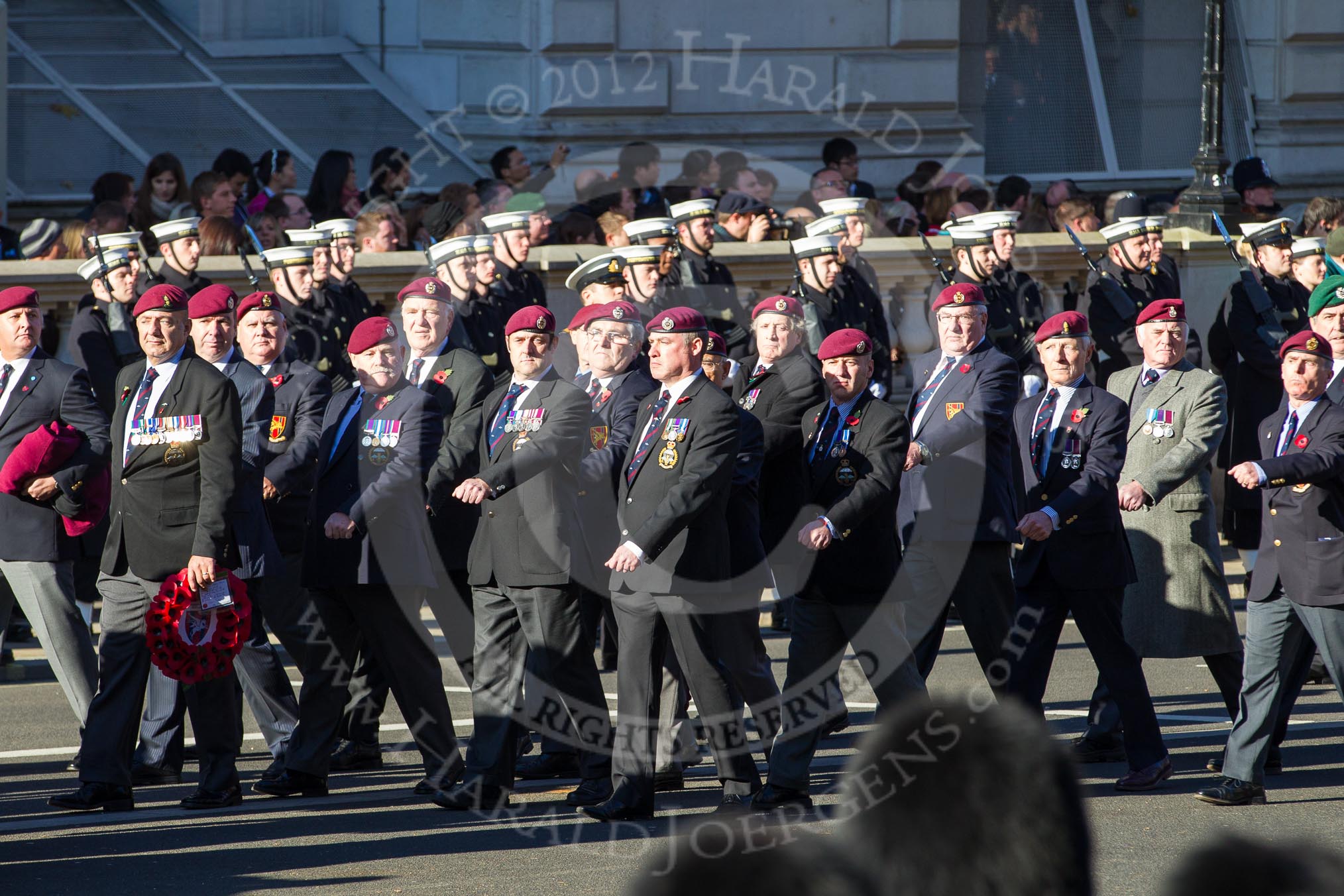 Remembrance Sunday 2012 Cenotaph March Past: Group B28 - Airborne Engineers Association..
Whitehall, Cenotaph,
London SW1,

United Kingdom,
on 11 November 2012 at 11:59, image #996