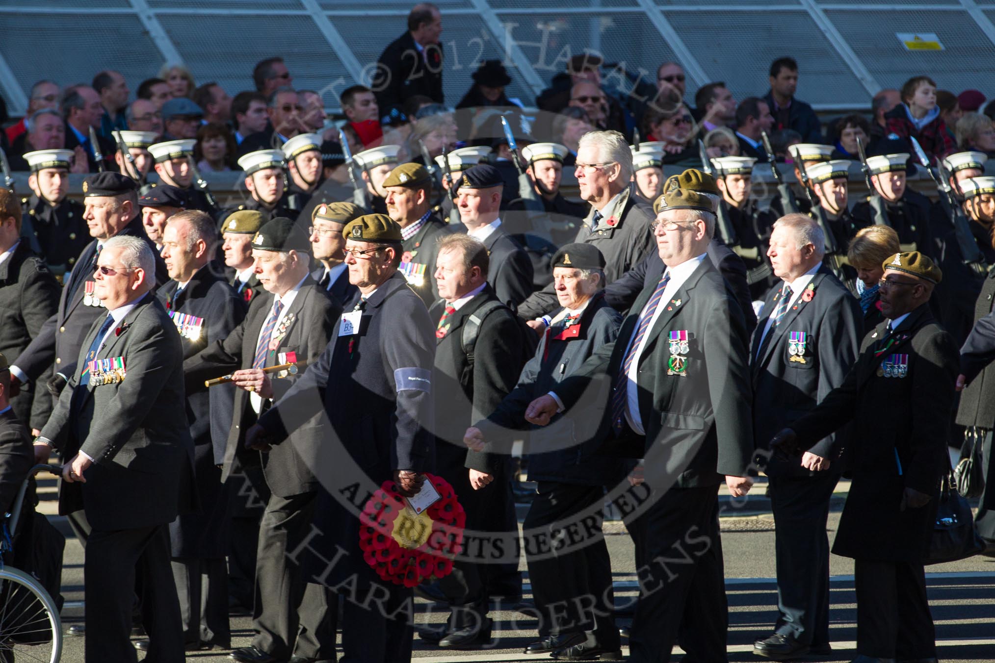 Remembrance Sunday 2012 Cenotaph March Past: Group B34 - Royal Pioneer Corps Association and B35 - Reconnaissance Corps ..
Whitehall, Cenotaph,
London SW1,

United Kingdom,
on 11 November 2012 at 12:00, image #1040