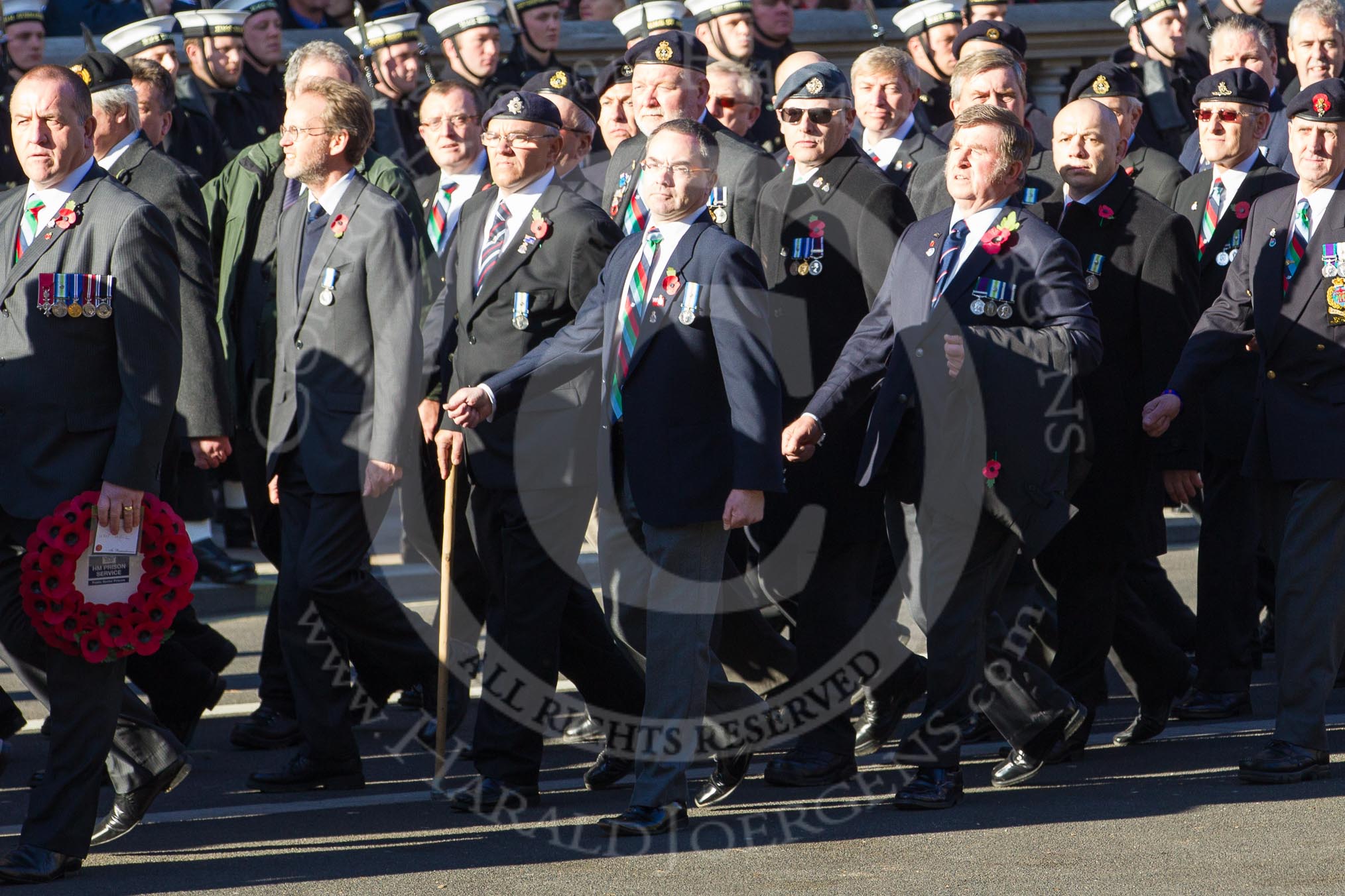 Remembrance Sunday 2012 Cenotaph March Past: Group D1 - South Atlantic Medal Association (www.sama82.org.uk), veterans of the Falklands war in 1982 and islanders from that time..
Whitehall, Cenotaph,
London SW1,

United Kingdom,
on 11 November 2012 at 12:04, image #1213