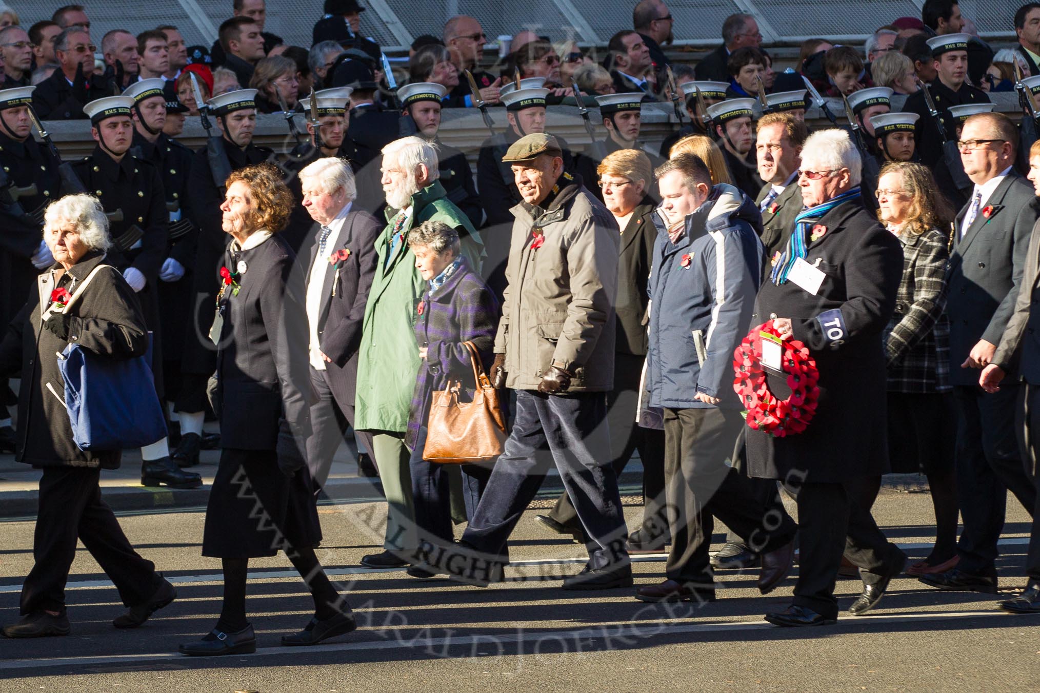 Remembrance Sunday 2012 Cenotaph March Past: Group M6 - Evacuees Reunion Association and M7 - TOC H..
Whitehall, Cenotaph,
London SW1,

United Kingdom,
on 11 November 2012 at 12:10, image #1480