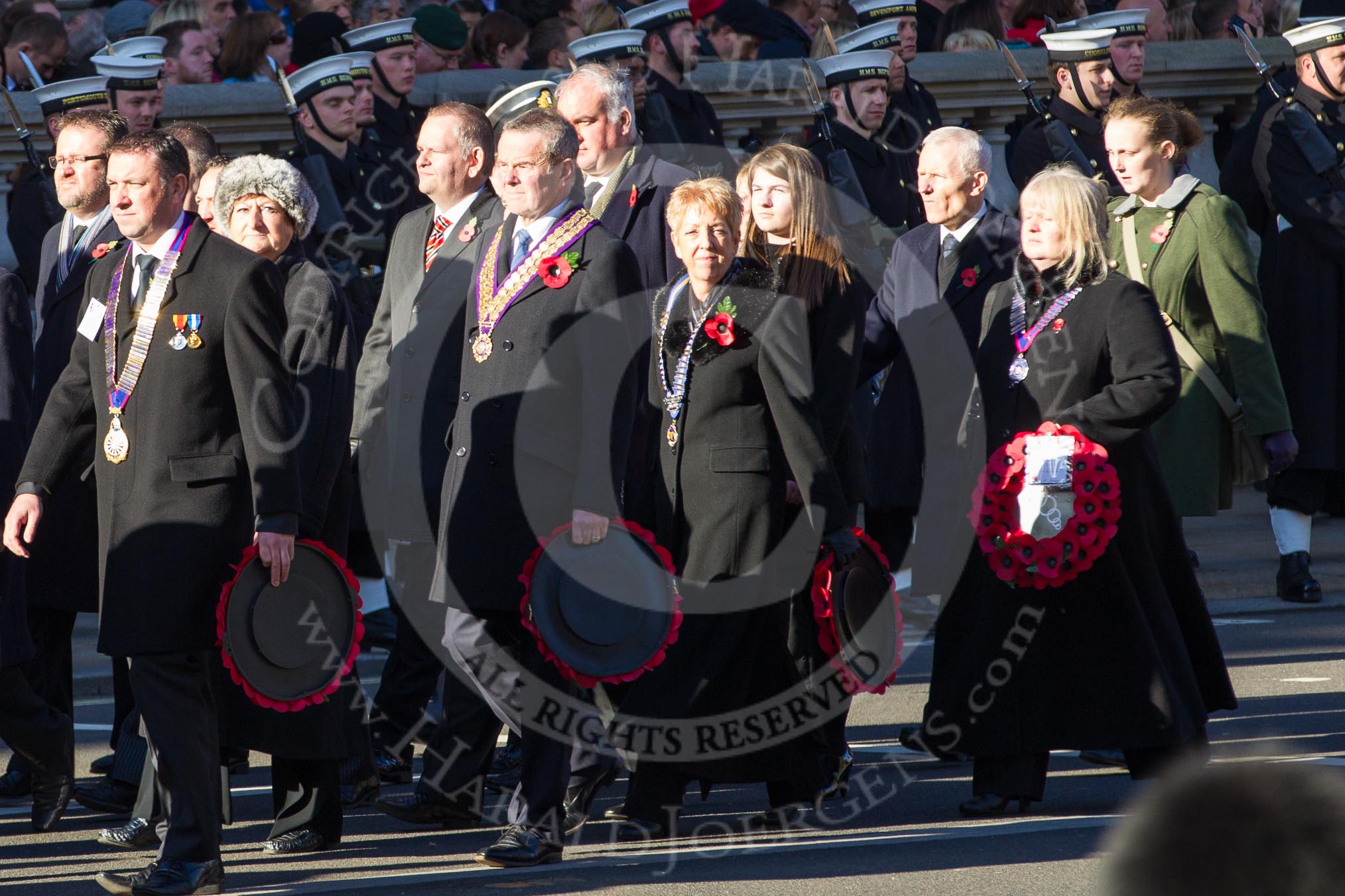 Remembrance Sunday 2012 Cenotaph March Past: Group M37 - Royal Antediluvian Order of Buffaloes and M38 - National Association of Round Tables..
Whitehall, Cenotaph,
London SW1,

United Kingdom,
on 11 November 2012 at 12:14, image #1650