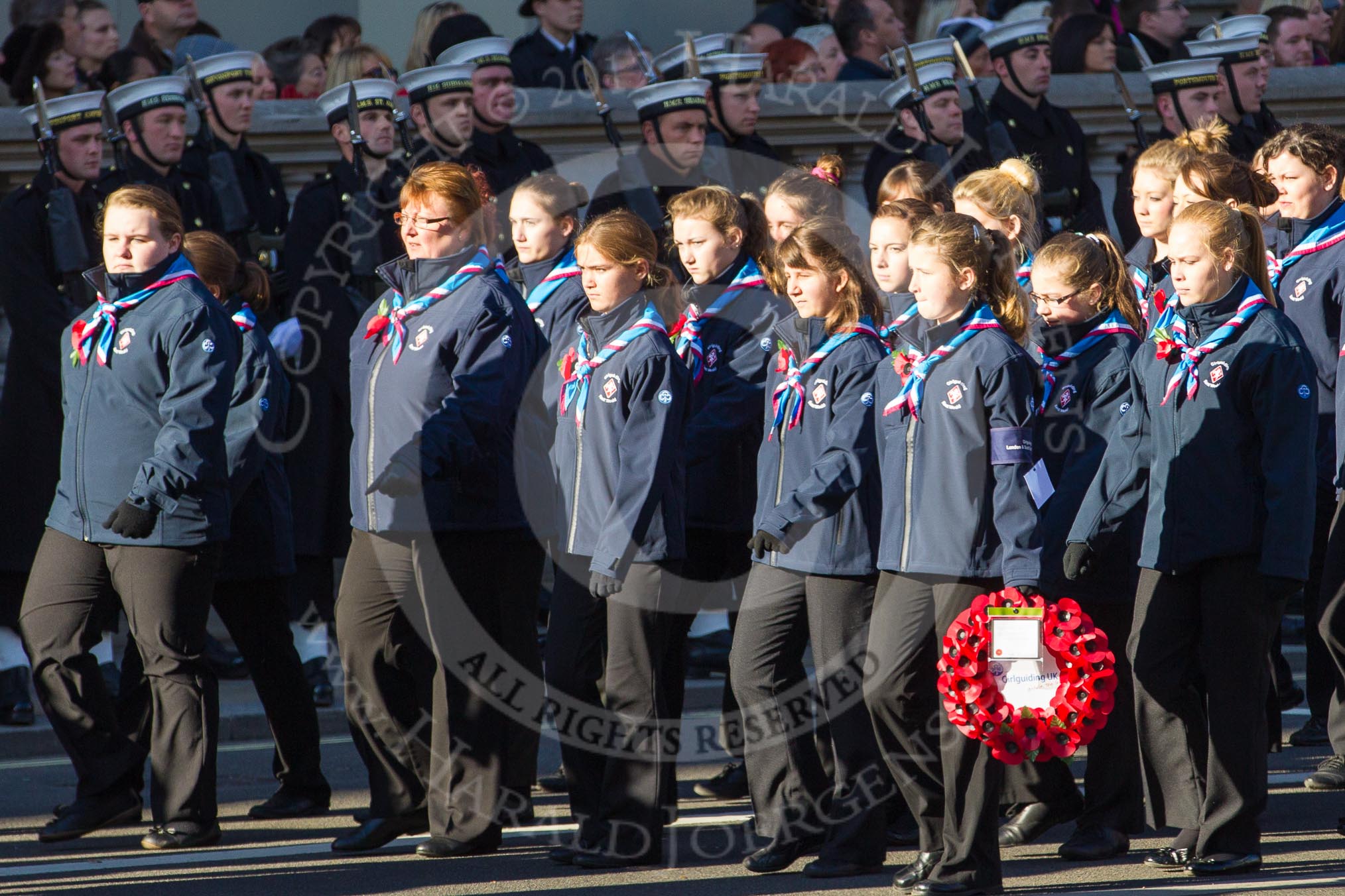 Remembrance Sunday 2012 Cenotaph March Past: Group M48 - Girlguiding London & South East England..
Whitehall, Cenotaph,
London SW1,

United Kingdom,
on 11 November 2012 at 12:15, image #1713