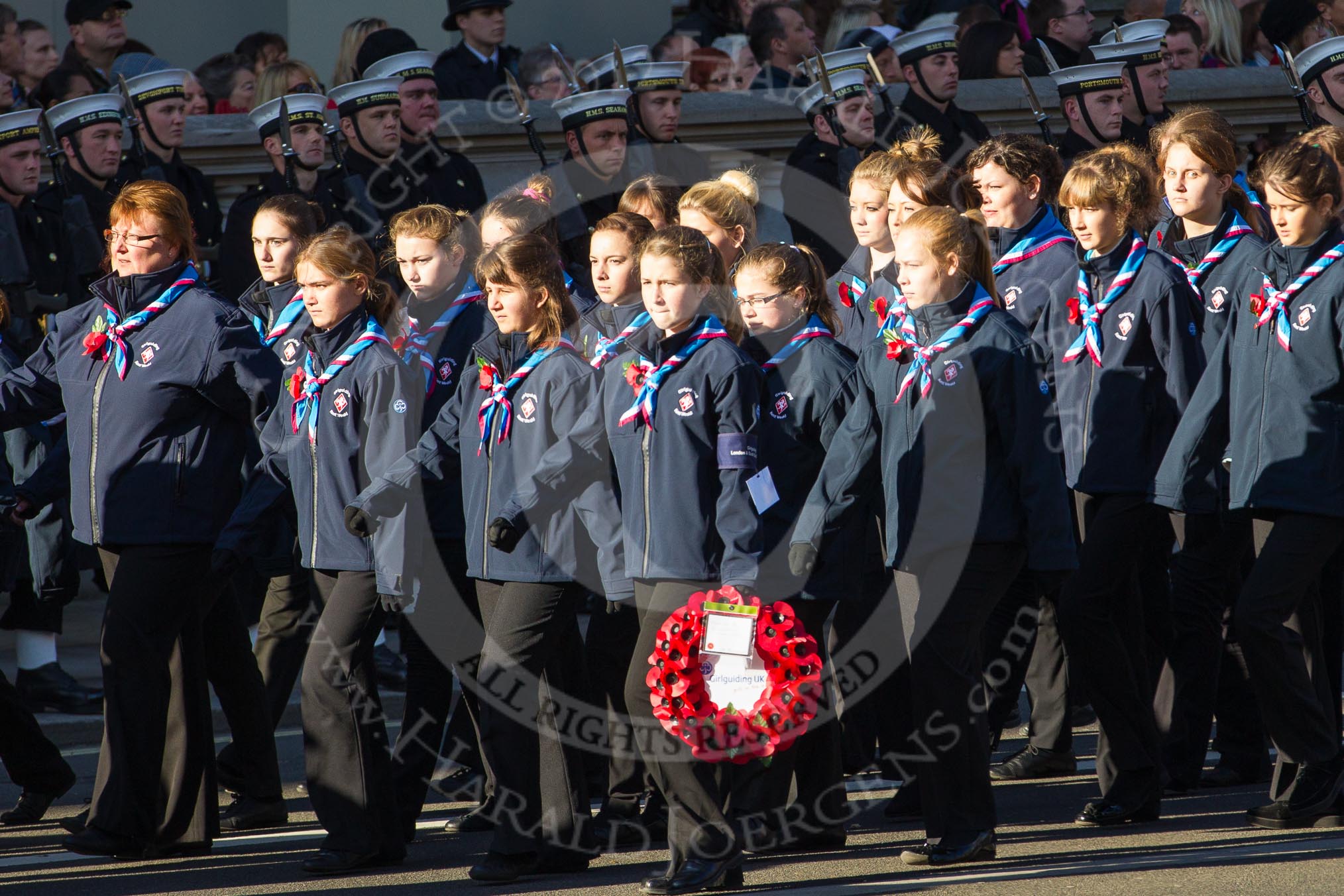 Remembrance Sunday 2012 Cenotaph March Past: Group M48 - Girlguiding London & South East England..
Whitehall, Cenotaph,
London SW1,

United Kingdom,
on 11 November 2012 at 12:15, image #1715