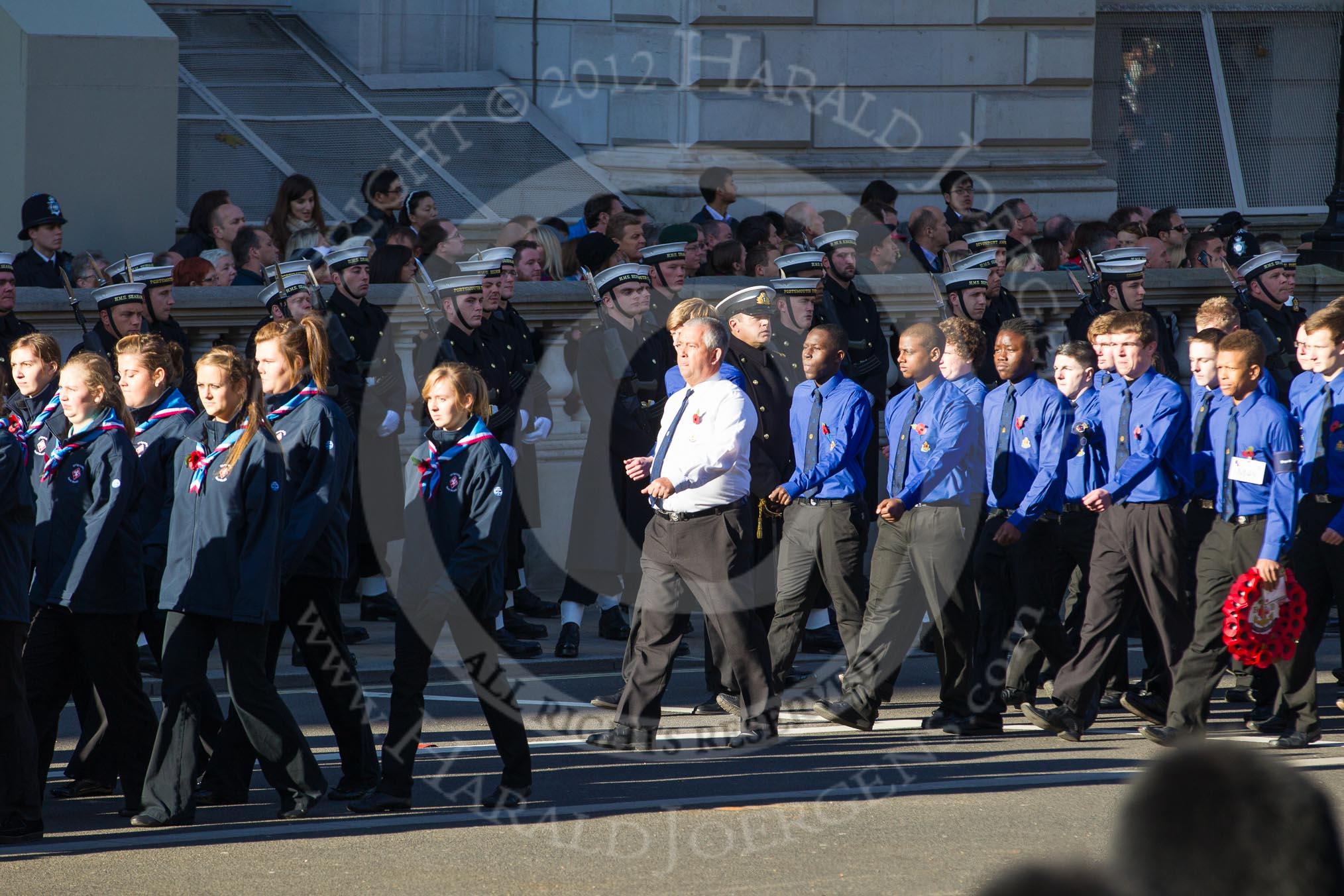 Remembrance Sunday 2012 Cenotaph March Past: Group M48 - Girlguiding London & South East England and M49 - Boys Brigade..
Whitehall, Cenotaph,
London SW1,

United Kingdom,
on 11 November 2012 at 12:15, image #1719