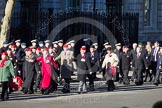 Remembrance Sunday 2012 Cenotaph March Past: Group B3, Royal Military Police Association, B4 - The RAEC and ETS Branch Association, and B5 - Royal Army Pay Corps Regimental Association..
Whitehall, Cenotaph,
London SW1,

United Kingdom,
on 11 November 2012 at 11:55, image #836