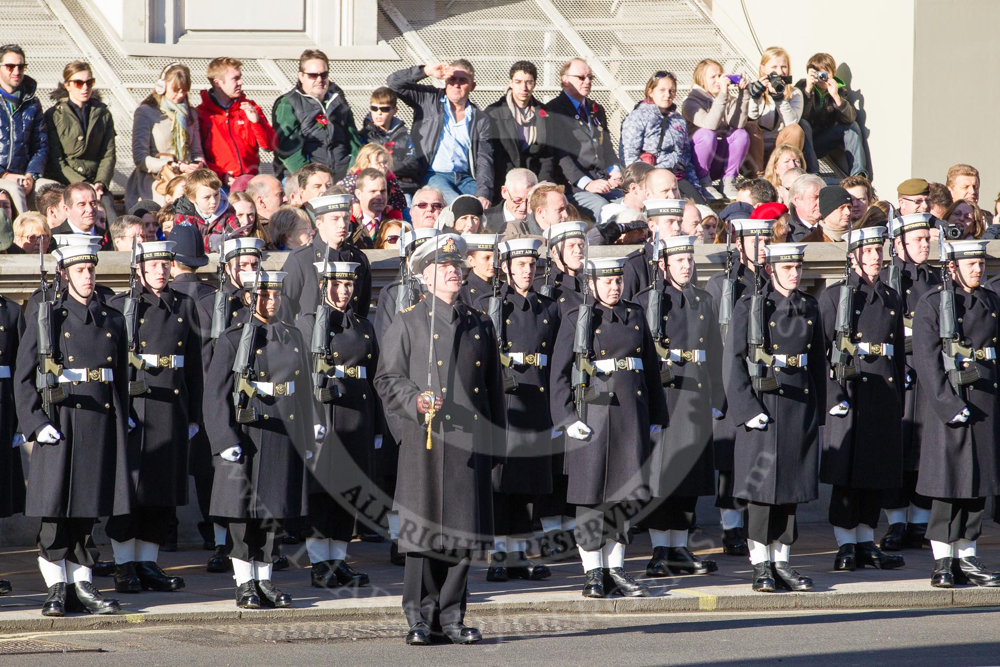 10:22am - the detachment of the Royal Navy in position northeast of the Cenotaph.