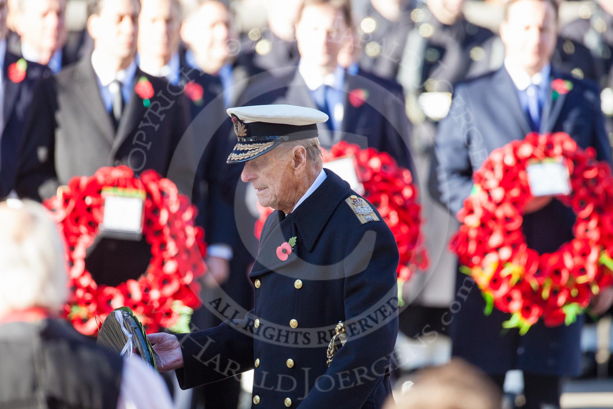 HRH The Duke of Edinburgh, about to lay his wreath at the Cenotaph.