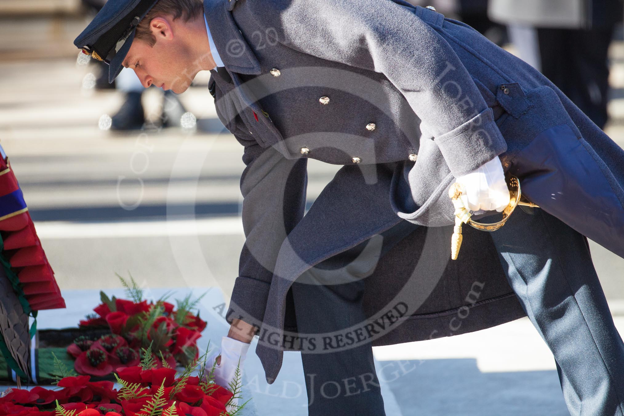 HRH The Duke of Cambridge laying his wreath at the Cenotaph.