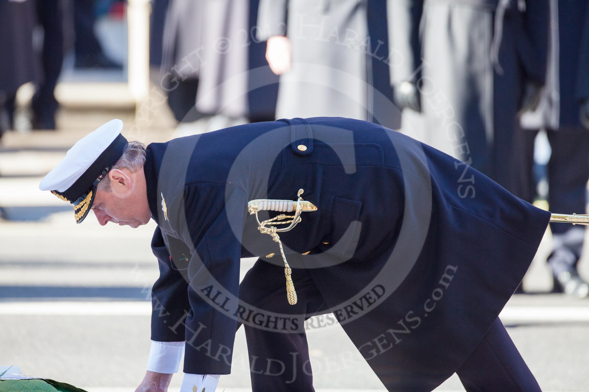 HRH The Duke of York laying his wreath at the Cenotaph.