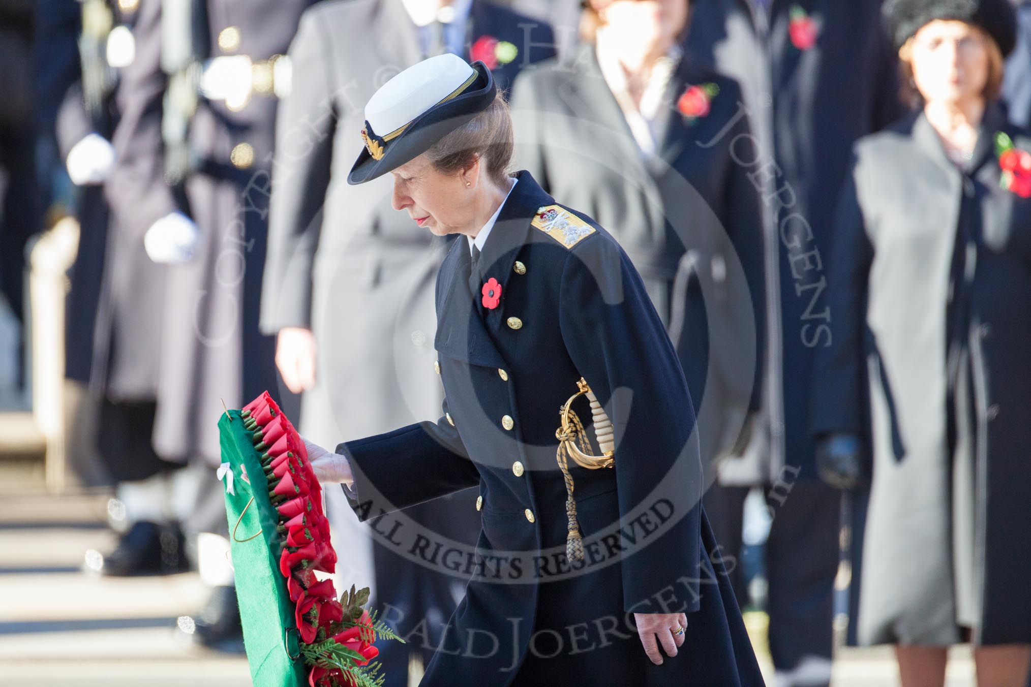 HRH The Princess Royal about to lay her wreath at the Cenotaph.