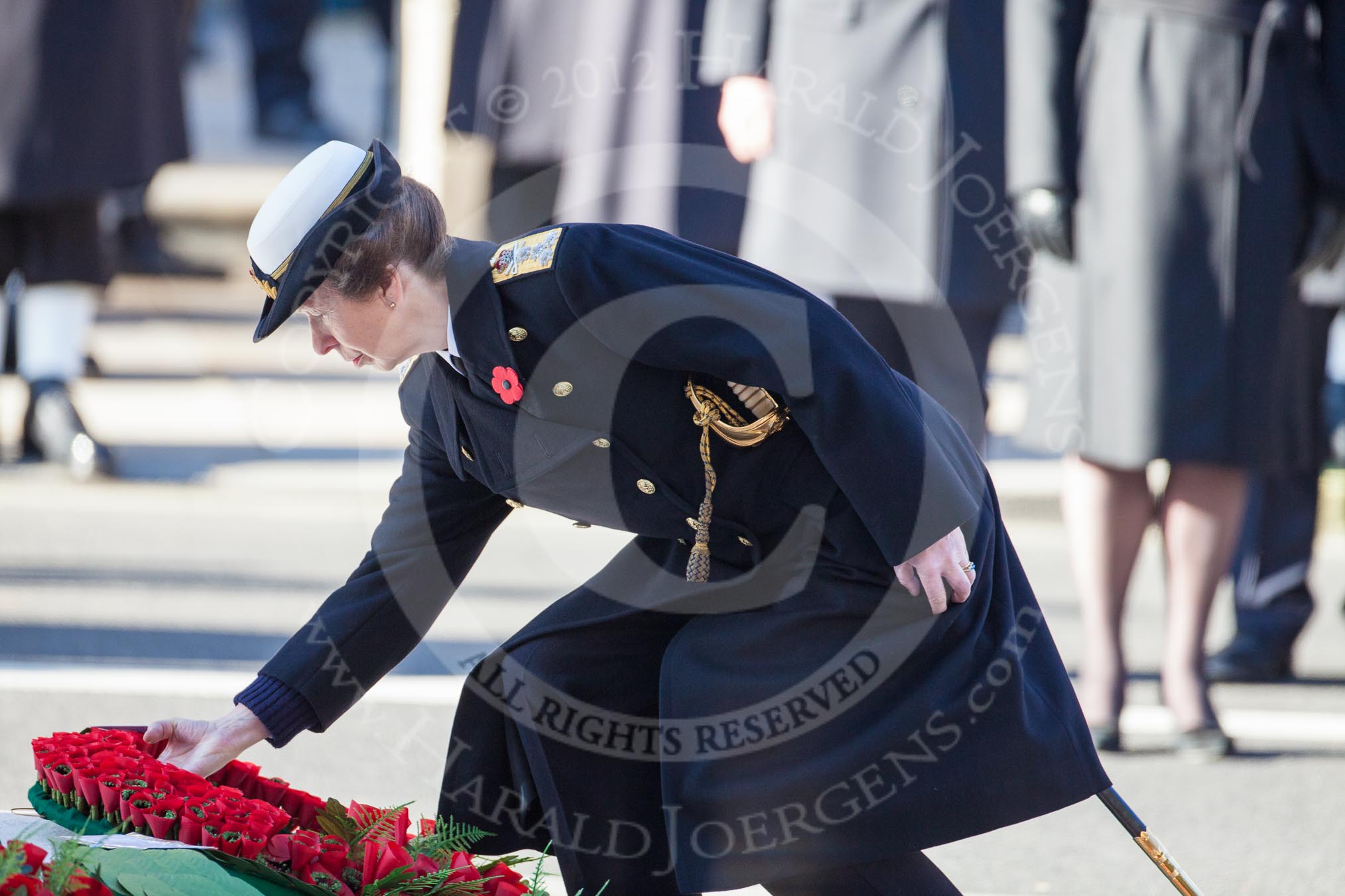 HRH The Princess Royal is laying her wreath at the Cenotaph.