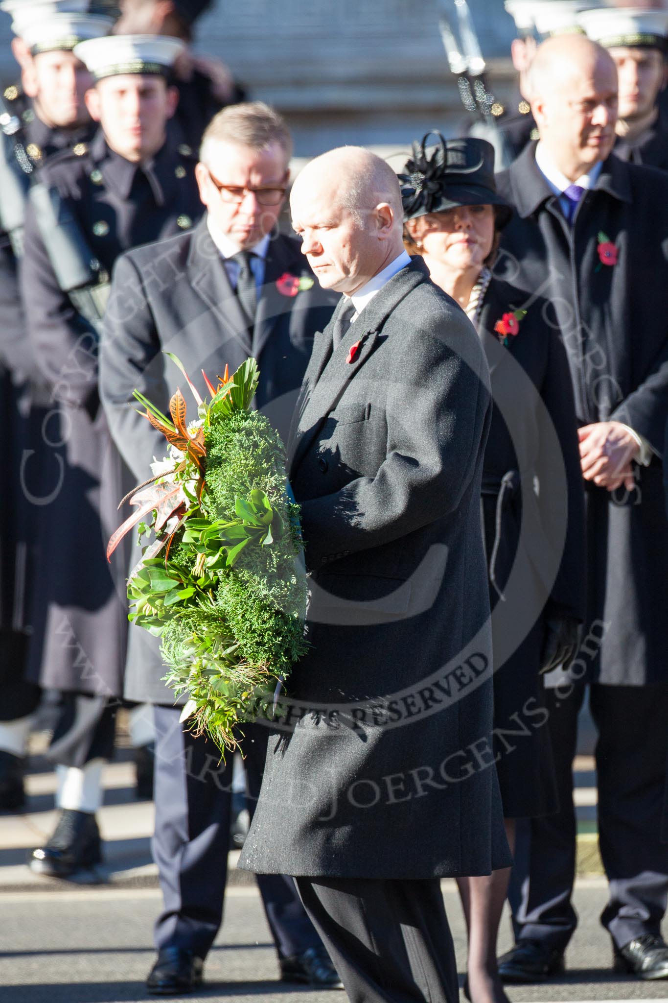 The Foreign Secretary, William Hague, about to lay a wreath at the Cenotaph.