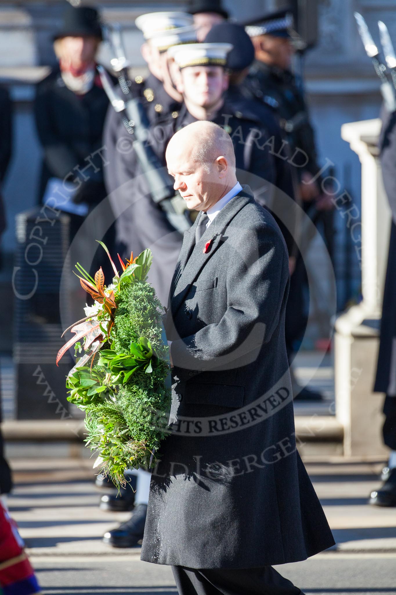The Foreign Secretary, William Hague, about to lay a wreath at the Cenotaph on behalf of the Overseas Terretories.