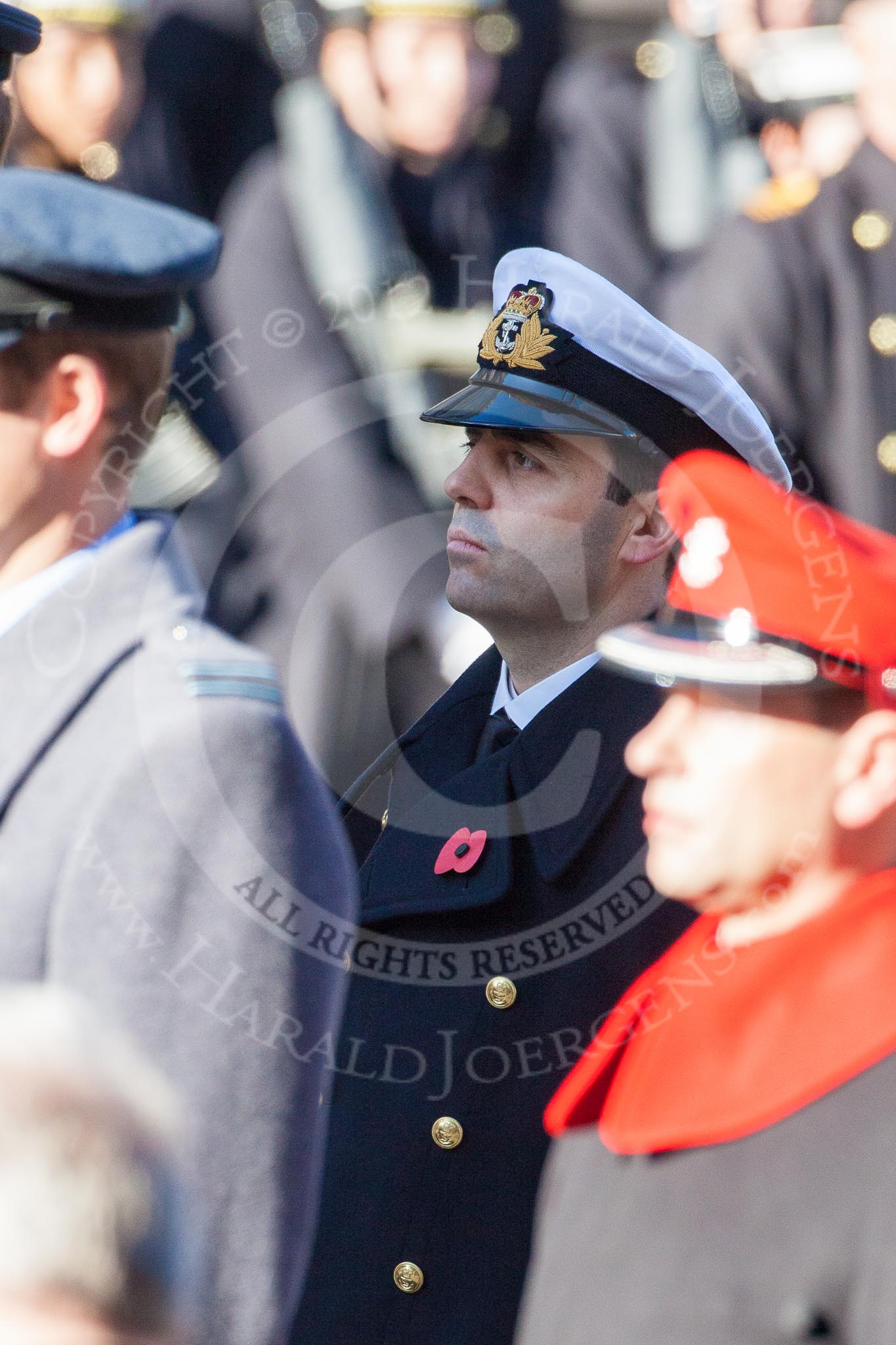 Lieutenant Commander Andrew Canale, Royal Navy, Equerry for HM The Queen, during the service by the Bishop of London.