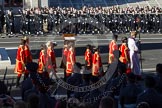 The Choir, led by the Cross Bearer, Jack Fonseca-Burtt, followed by 10 children of the Chapel Royal, getting into position on the south-eastern side of the Cenotaph.