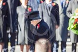 HM The Queen, bowing in respect after having laid her wreath at the Cenotaph.