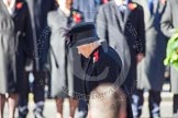 HM The Queen, bowing in respect after having laid her wreath at the Cenotaph.