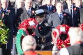 Remembrance Sunday at the Cenotaph 2012 HRH The Princess Royal about to lay her wreath at the Cenotaph. In the foreground, and out of focus, the Bishop of London.