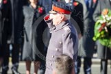 Field Marshal the Lord Guthrie of Craigiesbank, representing the absent Prince of Wales, saluting after having laid his wreath at the Cenotaph.