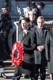 Ed Miliband, as Leader of the Opposition, about to lay a wreath at the Cenotaph.