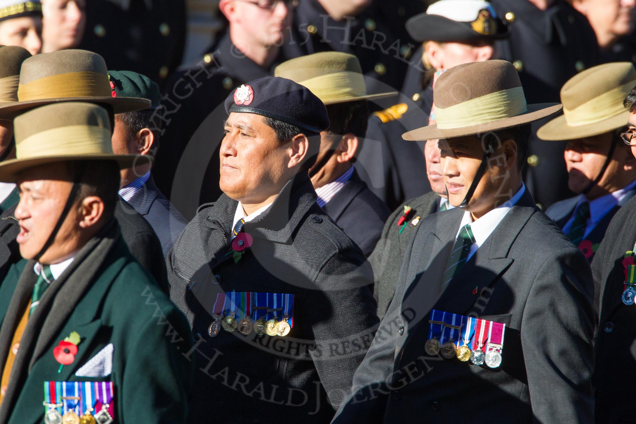 Remembrance Sunday Cenotaph March Past 2013: D2 - British Gurkha Welfare Association..
Press stand opposite the Foreign Office building, Whitehall, London SW1,
London,
Greater London,
United Kingdom,
on 10 November 2013 at 11:38, image #38