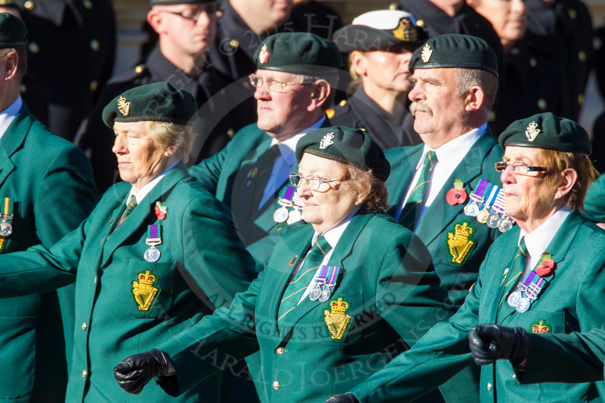 Remembrance Sunday Cenotaph March Past 2013: D16 - Ulster Defence Regiment..
Press stand opposite the Foreign Office building, Whitehall, London SW1,
London,
Greater London,
United Kingdom,
on 10 November 2013 at 11:40, image #127