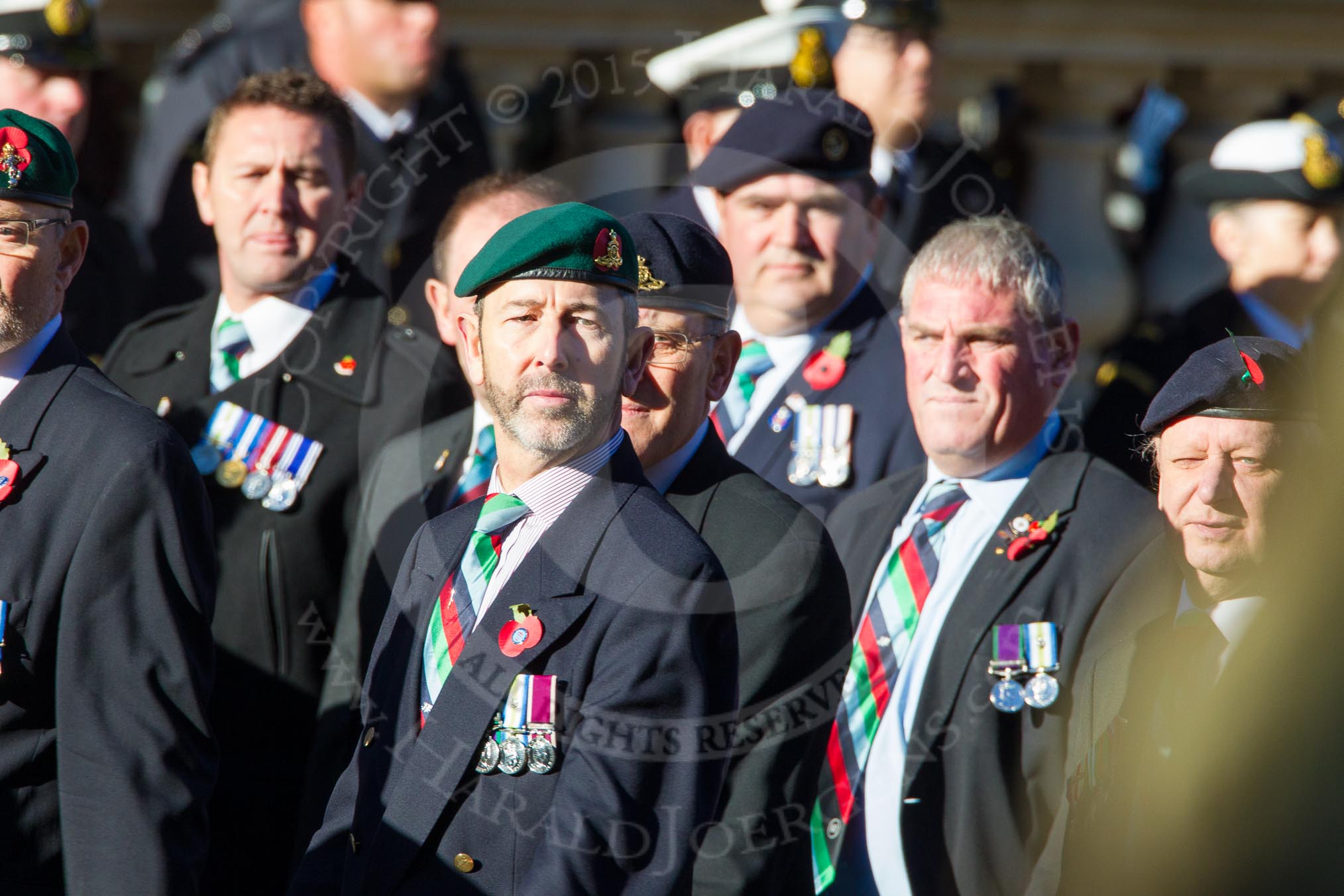 Remembrance Sunday Cenotaph March Past 2013: D23 - South Atlantic Medal Association (SAMA 82): The South Atlantic Medal (1982) is the official name of the medal awarded to almost 30,000 service men and women - and civilians - who took part in the campaign to liberate the Falkland Islands in 1982. The South Atlantic Medal Association is their Association..
Press stand opposite the Foreign Office building, Whitehall, London SW1,
London,
Greater London,
United Kingdom,
on 10 November 2013 at 11:41, image #182