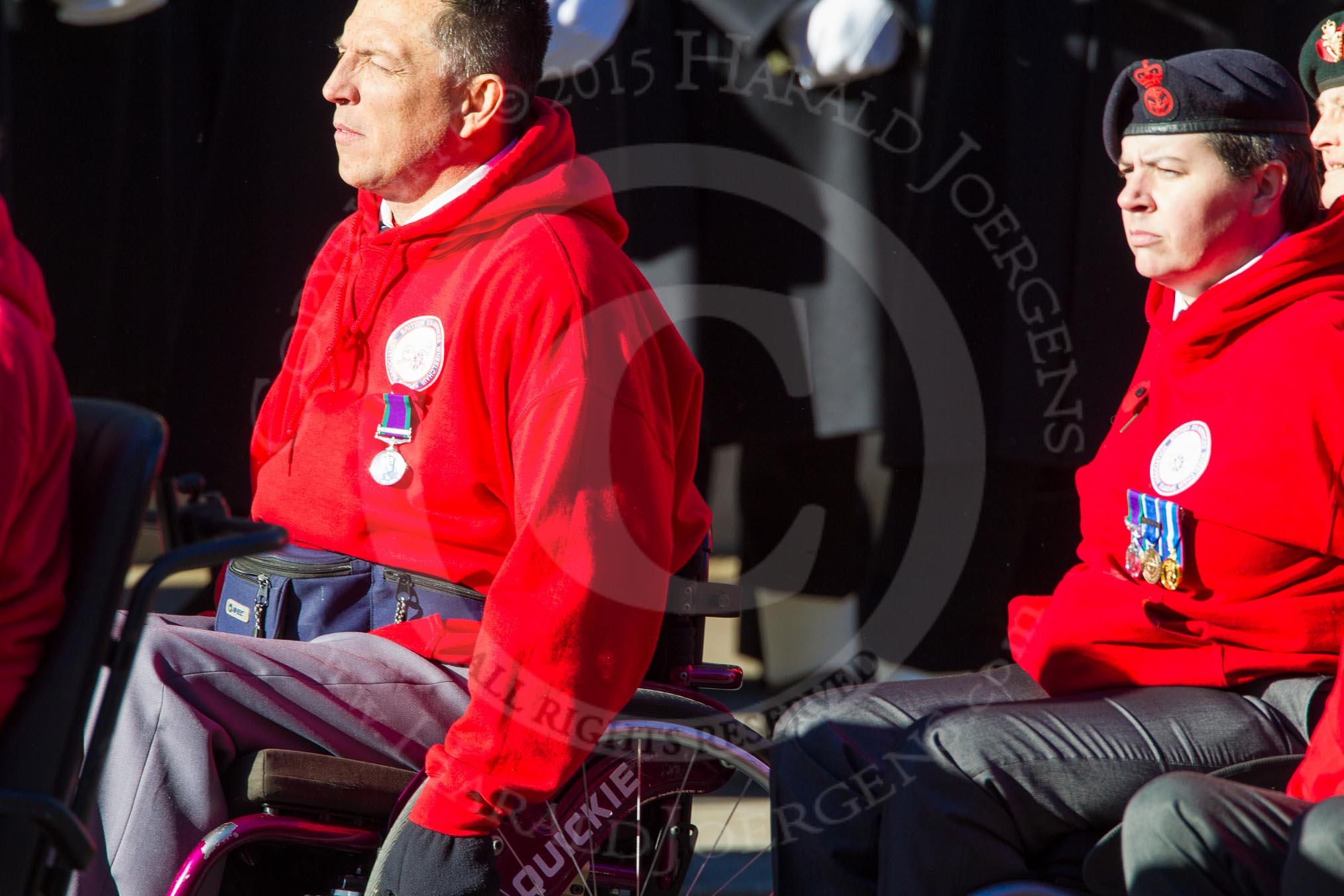 Remembrance Sunday Cenotaph March Past 2013: D29 - British Ex-Services Wheelchair Sports Association (BEWSA).
Press stand opposite the Foreign Office building, Whitehall, London SW1,
London,
Greater London,
United Kingdom,
on 10 November 2013 at 11:42, image #258